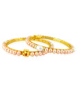 Jpearls Button Pink Pearls Lavish Bangles  - Set Of 2