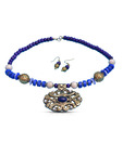 Kiya Abstract Floral Blue & Golden Necklace Set