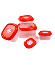 Princeware Fresh Vent Square Containers- Set Of 5 Pcs. (Red)