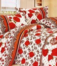 Home Candy Red Floral Double Bed Sheet