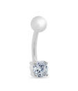 Revlis Round & Faceted CZ Studded Silver Belly Stud