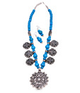 Kiya Turquoise Blue Floral Fetish Necklace Set