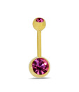 Revlis Round Pink CZ Anotized Silver Belly Stud