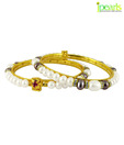 Jpearls Flawless Grey & White Pearl Bangle Pair