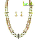 Jpearls 2 String Peach & White Pearl Necklace Set