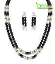 Jpearls Striking Black & White Pearl Necklace Set