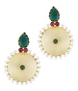 Styleos Pearl-Lined Disc Earrings