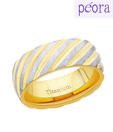 Peora Diagonal Silver Striped Titanium Ring