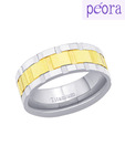 Peora Graceful Silver & Golden Titanium Ring