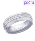 Peora Striped Silver Titanium Ring