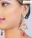 Kriaa Red & White Daffodils Earrings