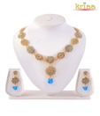 Kriaa Designer Turquoise Drop Floral Necklace Set