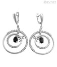 Zevrat Genuine Smoky & CZ Silver Earrings