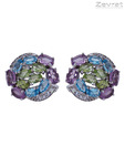 Zevrat Multicoloured Amethyst Silver Earrings
