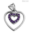 Zevrat Purple Amethyst Heart Silver Pendant