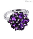 Zevrat Floral Purple Amethyst Silver Ring