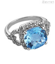 Zevrat Sky Blue Topaz and CZ Silver Ring