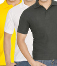 Weardo Black-Yellow-White Pack Of 3 Polo T-Shirts