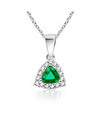 AG Vibrant Green Stone & Diamond Pendant