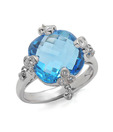 AG Sky Blue Square Stone & Diamond Ring