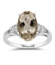AG Oval Brown Stone Diamond Ring