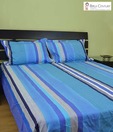 Birla Century Blue & White Bed Sheet With Two Pillow Covers