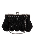 Bolso Glittery Black Beaded Pattern Clutch