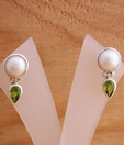 Designer Silver Elegant Pearl & Peridot Drop Earrings