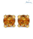 Johareez Round Citrine Gold Plated Studs