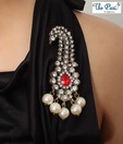 Pari Pearl & Rhinestone Studded Kalgi Brooch
