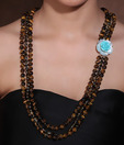 Spyra Tiger Eye & Coral Flower Necklace