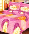 Rosemerry Leafy Print Pink Double Bed Sheet
