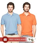 TSX Pack of 2 Light Blue-Orange Polo T Shirts & Aviator Sunglasses