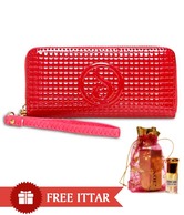 Zion Red Glossy Finish Wallet With Free Jasmine Sambac Ittar
