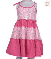 Kilkari Alluring Tied Strap Pink Frock For Kids