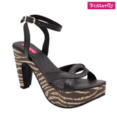 Butterfly Stylish Black Heel Sandals