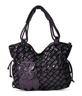 Calvino Purple & Black Interwoven Design Handbag