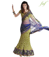 FNF Blue, Mehndi Crush Lehenga Saree - FNF10112217
