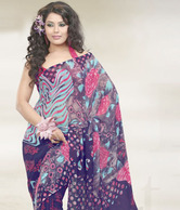 Fnf Pretty Blue Georgette Sarees