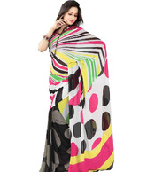 Fabdeal Stylish White Printed Saree