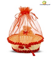Cosmosgalaxy Red Teddy Basket Bag