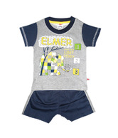 ME Grey & Navy Blue Elephant T-Shirt & Shorts For Kids