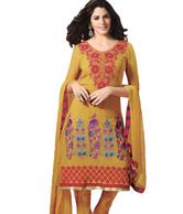 Prafful Yellow Unstitched Suit With Dupatta