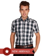 United Colors of Benetton White-Blue  Shirt