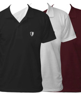 Go Untucked White-Black-Maroon Pack of 3 Polo Neck T-shirts