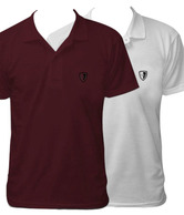 Go Untucked White-Maroon Pack of 2 Polo Neck T-shirts