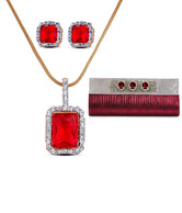 Oleva Stunning Pendant Set & Trendy Clutch Bag Combo