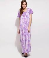 Purple Printed Viscose Nighty