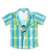 Vintage Warriors Turquoise & Light Green Combination Shirt For Kids
