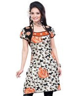 FNF Black-Orange Cotton Printed Kurti